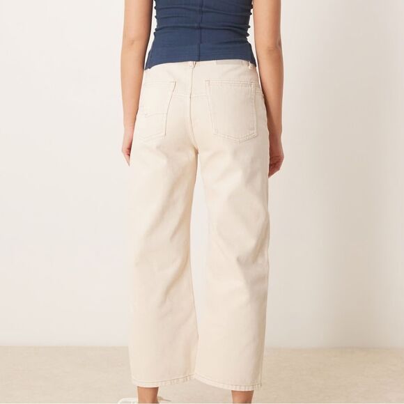 Free People We the Free Deep Trance Mid-Rise Dropped Boyfriend Jeans in Ecru - Picture 3 of 8